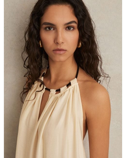 Reiss Natural Halterneck Beach Cover-Up Swing Dress
