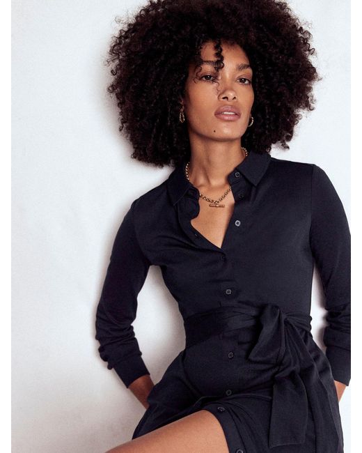 Boden Blue Marcia Jersey Shirt Dress