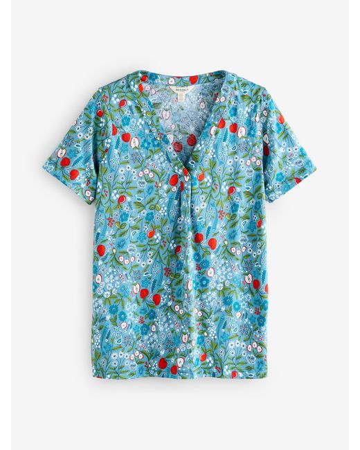 Seasalt Cornwall Blue Barnoon Jersey Printed Short Sleeve Top