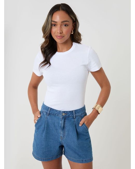 Threadbare White Denim Tailored Shorts