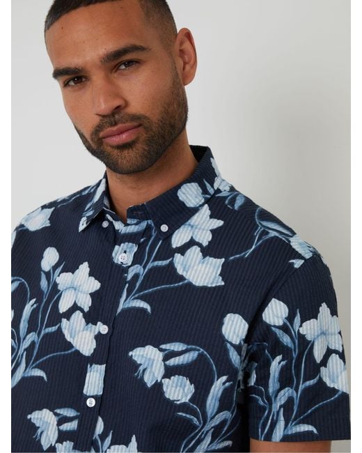 Threadbare Kurzarmhemd Mit Knopfleiste in Blue für Herren