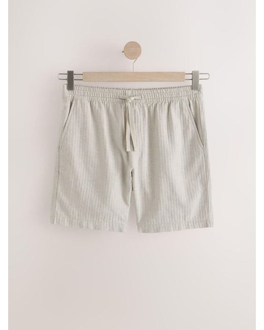 Next Natural Linen Blend Elasticated Waist Shorts for men