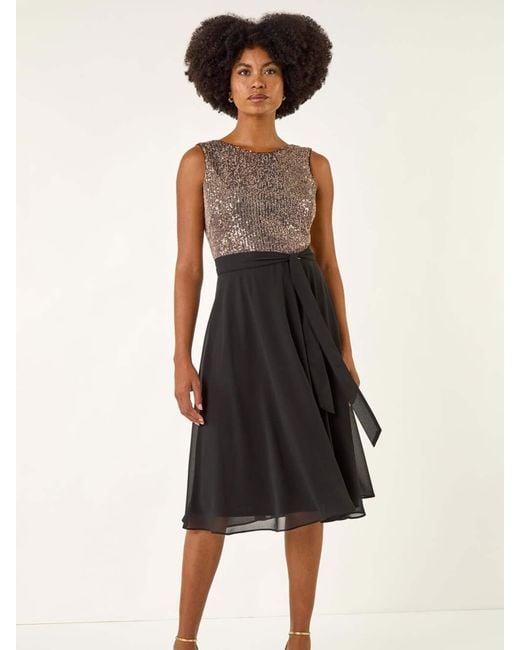 roman sequin dress Velvet Sequin Embellished Dress in Multi