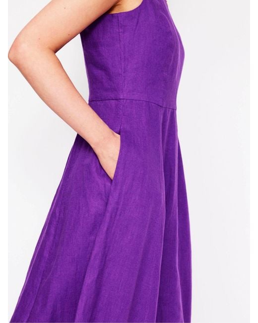 Boden Carla 100% Linen Midi Dress in Purple | Lyst