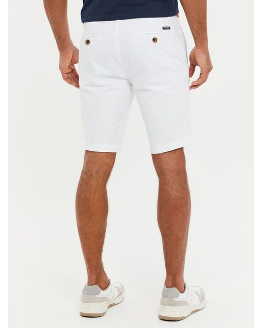 Threadbare White Belted Chino Shorts for men