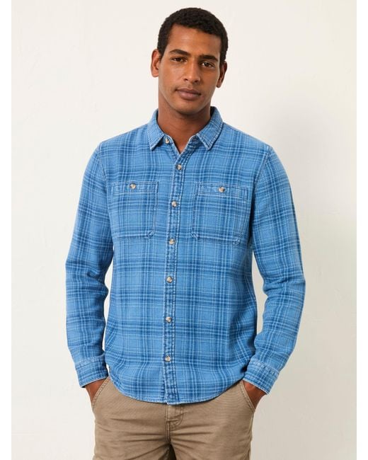 FatFace Blue Fatface Watton Long Sleeve Check Shirt for men