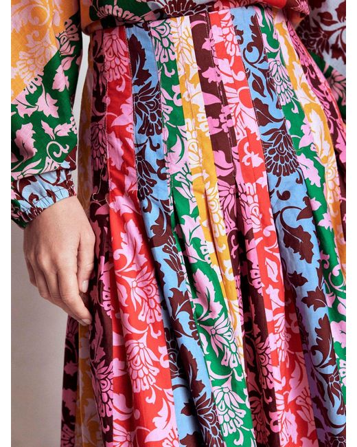 Boden Red Valentina Poplin Midi Skirt