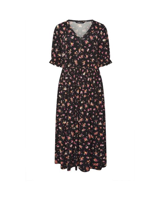 Yours Curve White Floral Print Tie Front Maxi Dress