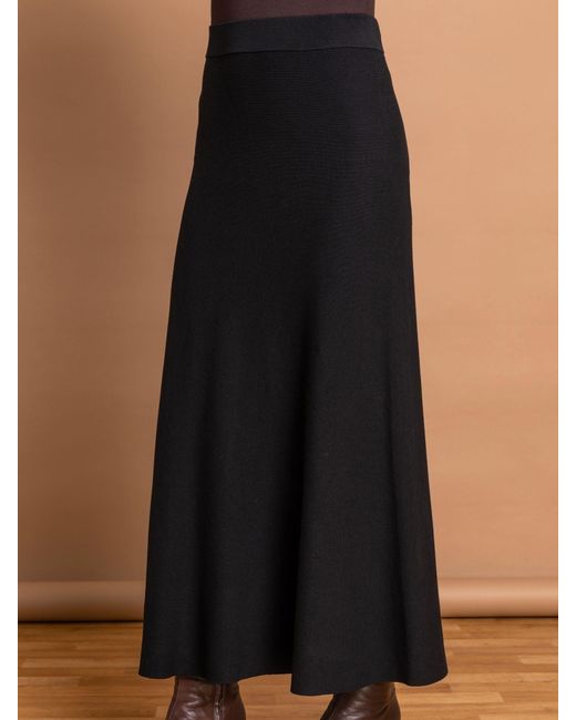 Roman Black Knitted Midi Stretch Skirt