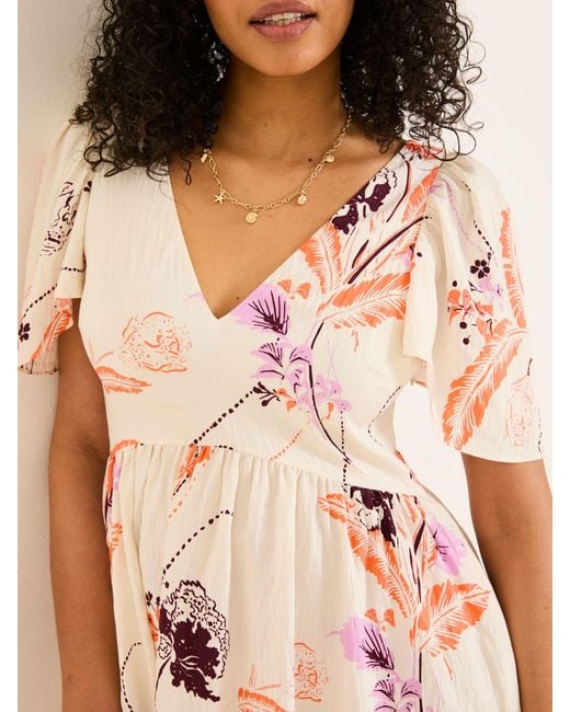 FatFace Pink Fatface Marlowe Gathered Sleeve Printed Maxi Dress
