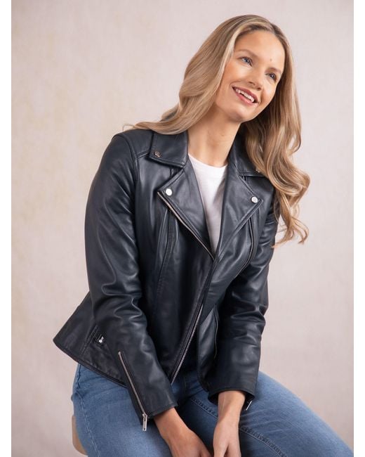 Lakeland Leather Blue Tarraby Biker Jacket