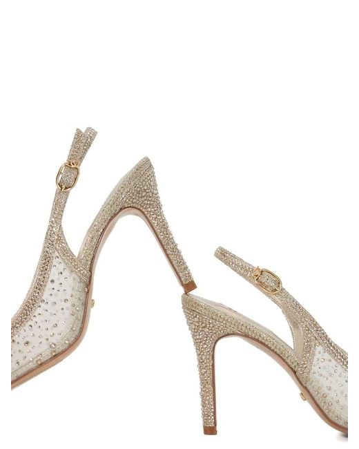 Dune White Compassionate Metalised Fibre Kitten Sling Back Heels