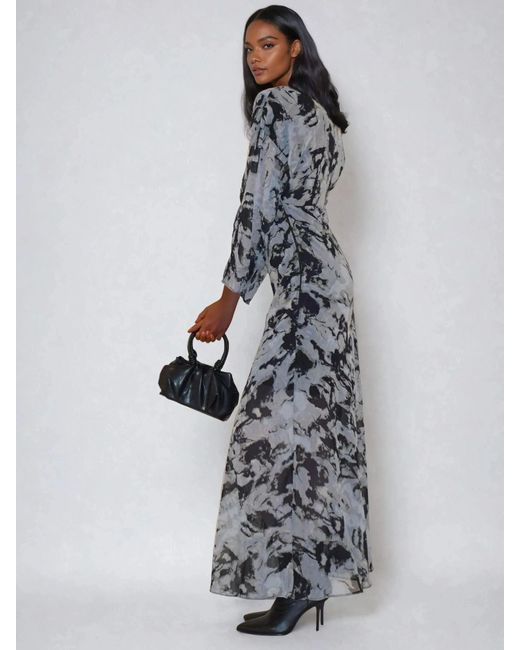 blue dress religion CREW MAXI WRAP DRESS ILLUSION BLUE