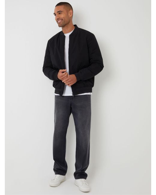 Threadbare Gray Padded Bomber Jacket for men