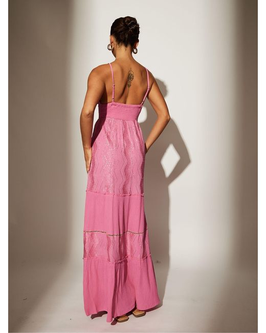 South Beach Pink Sequin Cami Detail Maxi Dress