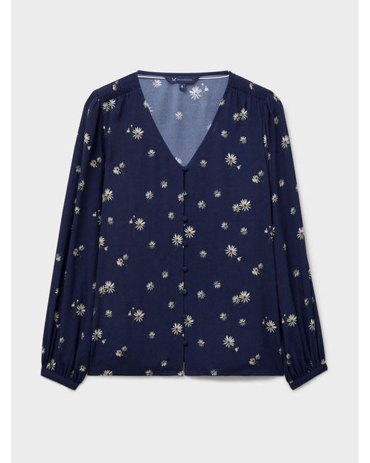 Crew Blue Lola Tie Back Daisy Print Top