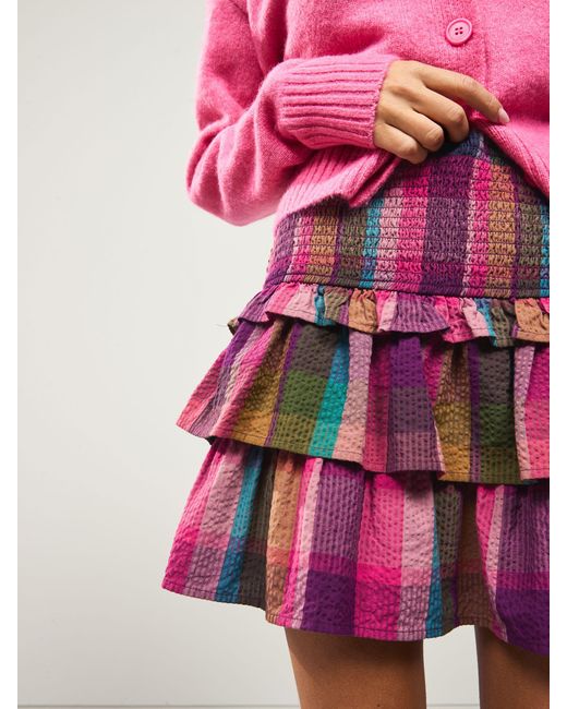 Next Pink Check Rara Mini Skirt