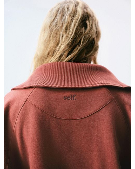 Self Red Rust Half Zip Sweatshirt