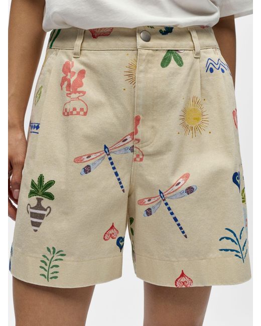 Object Natural Printed Denim Shorts