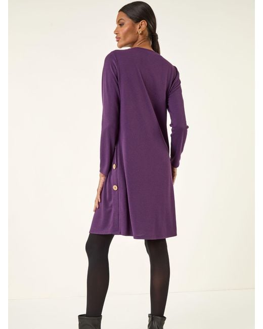 Roman Purple Side Button Detail Shift Dress