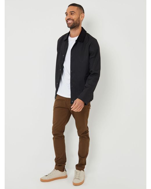 Threadbare Black Showerproof Corduroy Collar Jacket for men