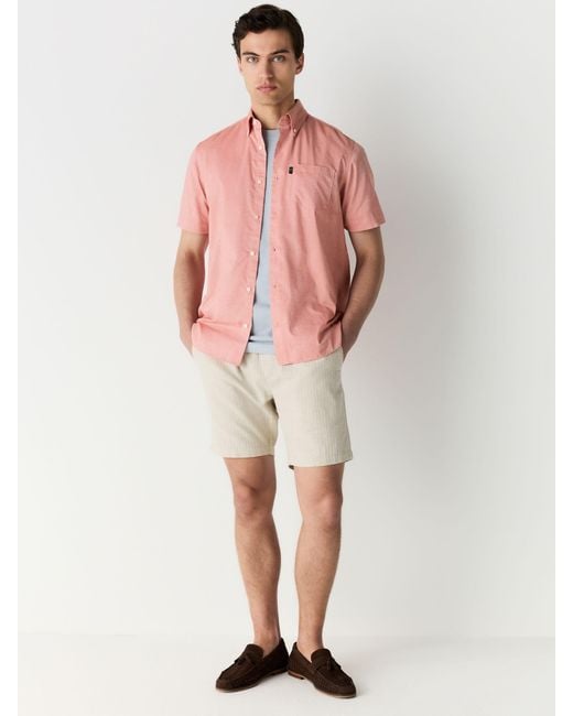 Next Pink Regular Fit Short Sleeve Easy Iron Button Down Oxford Shirt for men