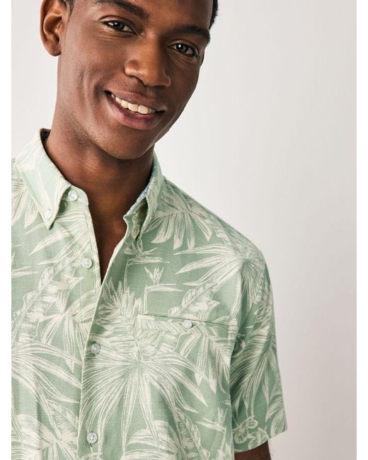 Next Green 100% Cotton Textured Floral Print Short Sleeve Shirt for men