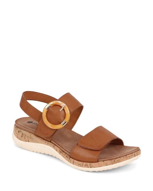 Pavers Brown Touch Fasten Platform Sandals