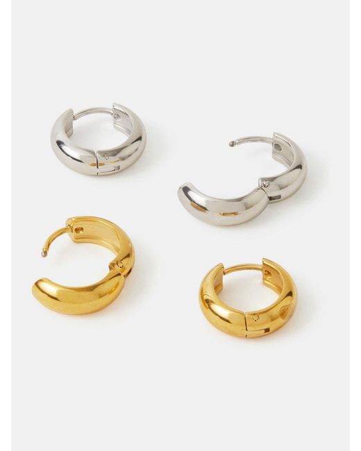 Accessorize Metallic 2-Pack Stainless Steel Hoop Earrings