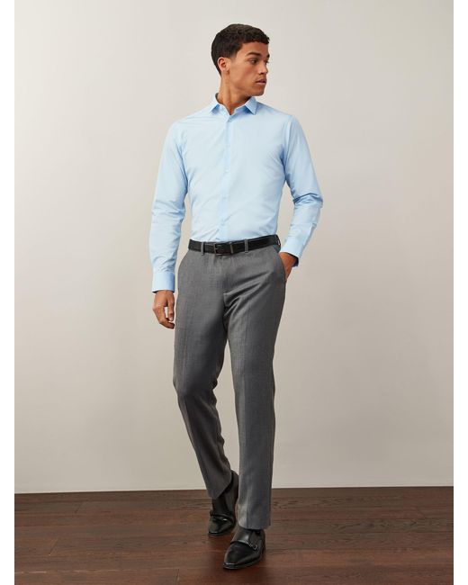 Next Blue Slim Fit Easy Care Single Cuff Smart Shirt for men