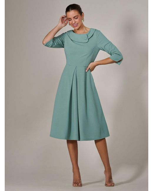 Jolie Moi Green Roll Collar Long Sleeve Midi Dress