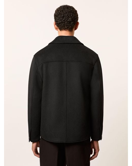 Reiss Champ Monogram Wool-Blend Relaxed Overshirt in Black für Herren