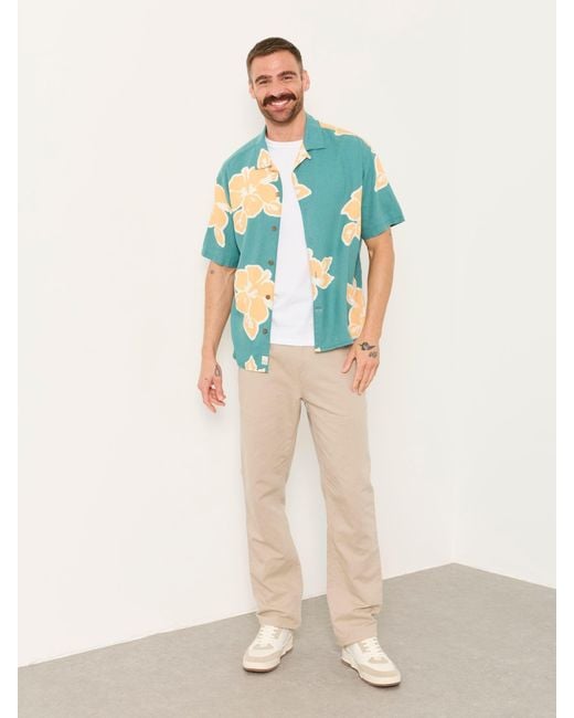 FatFace Blue Fatface Short Sleeve Relaxed Fit Large Hawaiian Floral Shirt for men