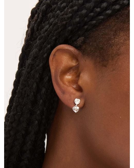 Simply Silver White Cubic Zirconia Heart Drop Earrings