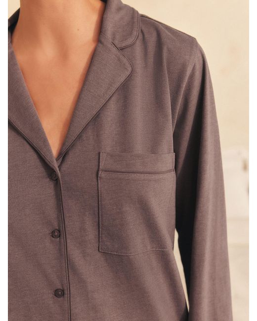 Next Brown Jersey Button Through Pyjamas