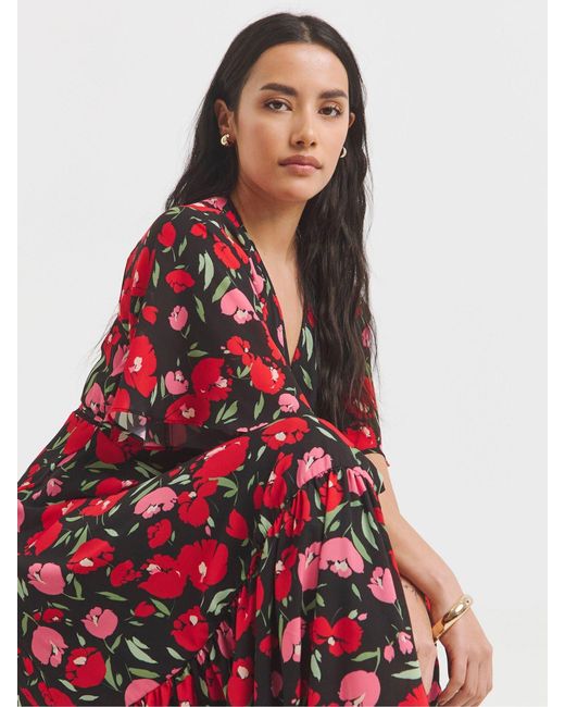 Simply Be Red Wrap Midi Dress