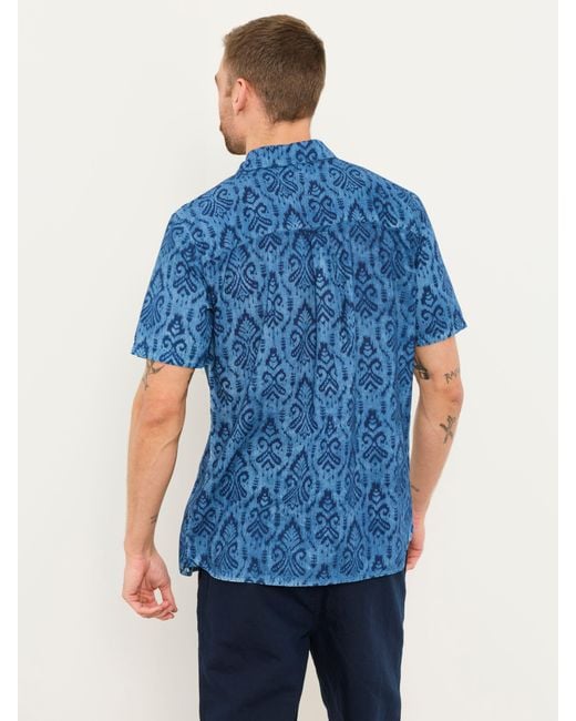 FatFace Blue Fatface Short Sleeve Indian Hand Printed Kalamkari Shirt for men