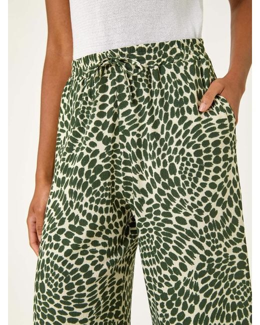 Roman Green Abstract Wide Leg Trousers