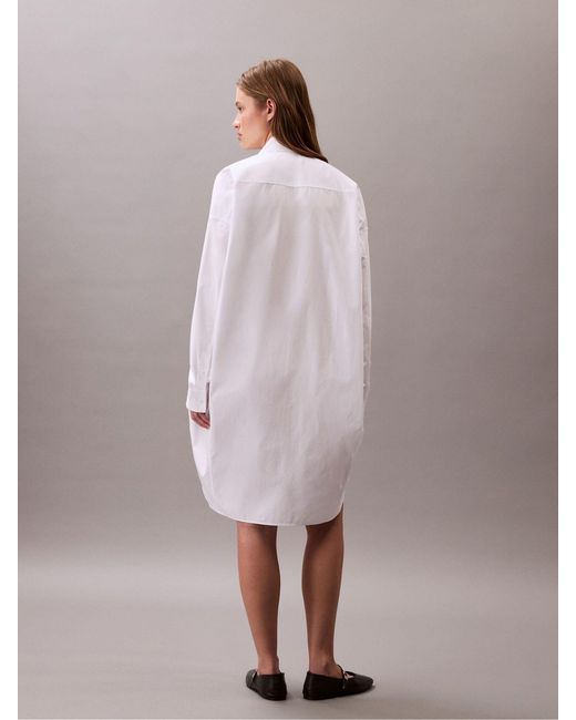 Calvin Klein White Oversized Cotton Mini Shirt Dress
