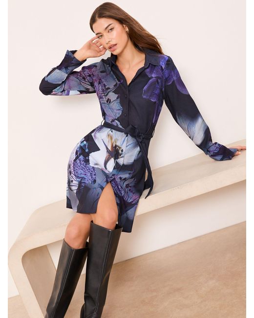 lipsy floral shirt dress Buy Lipsy Blue Floral Woven Mini Shirt Dress from the Next UK online shop