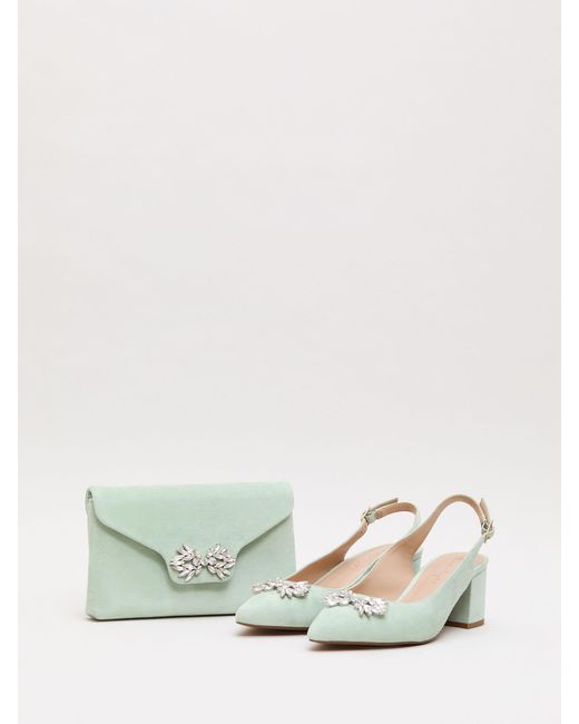 Phase Eight White Sparkle Block Heels