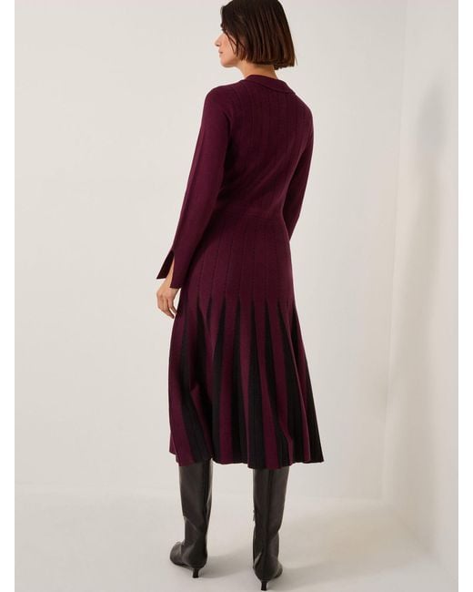 Monsoon Purple Prue Knit Pleated Shirt Dress