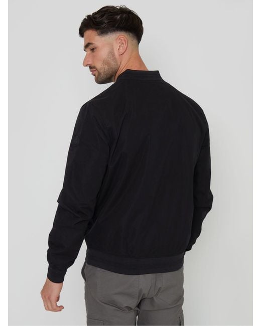 Threadbare Black Showerproof Classic Bomber Jacket for men