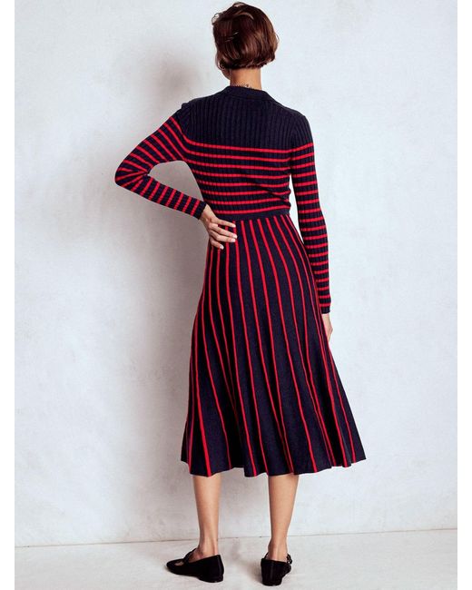 Boden Red Bronte Knitted Rib Shirt Dress