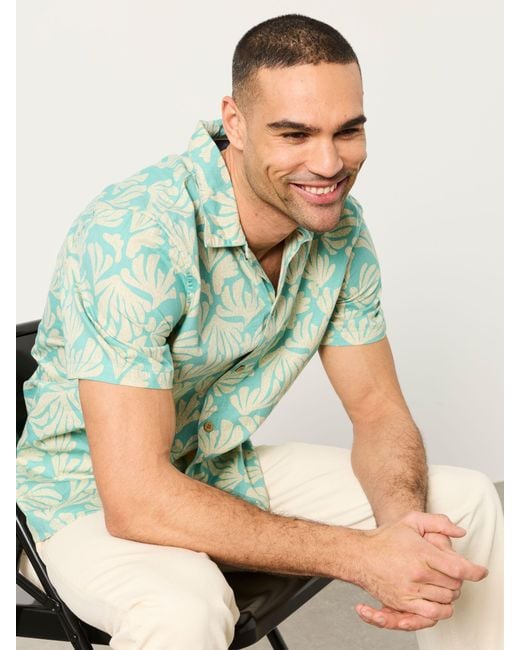 FatFace Green Fatface Short Sleeve Coral Print Shirt for men
