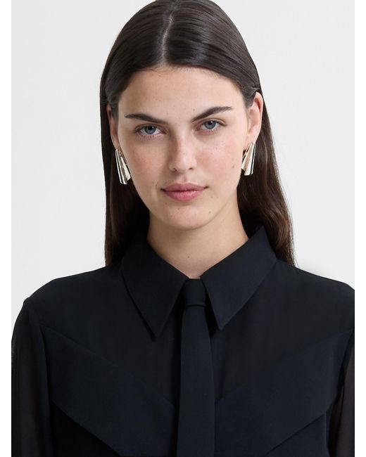 French Connection Blue Arezzo Tie-Neck Shirt Dress