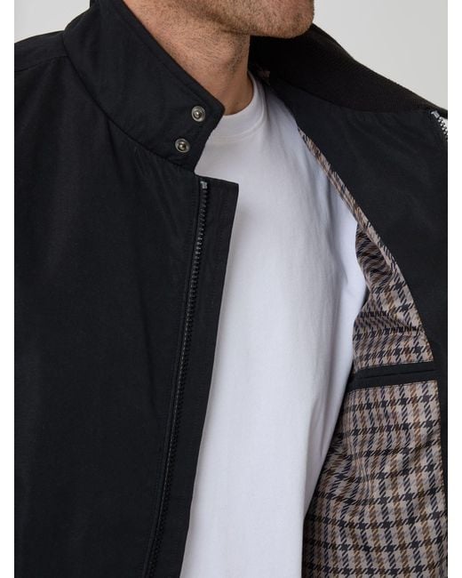 Threadbare Blue Showerproof Microfibre Harrington Jacket for men