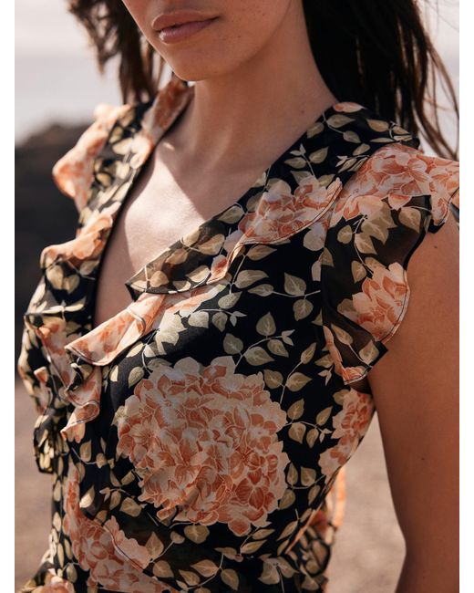 Mint Velvet Orange Floral Print Midi Dress