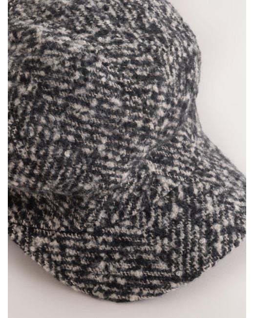 Next Gray Monochrome Herringbone Baker Boy Cap
