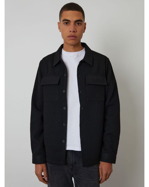 Threadbare Blue Waffle Textured Straight Hem Jacket for men